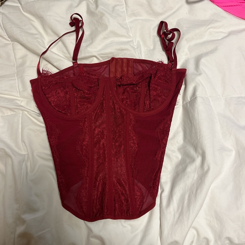 Brandy Melville Red Lace Crop Top
